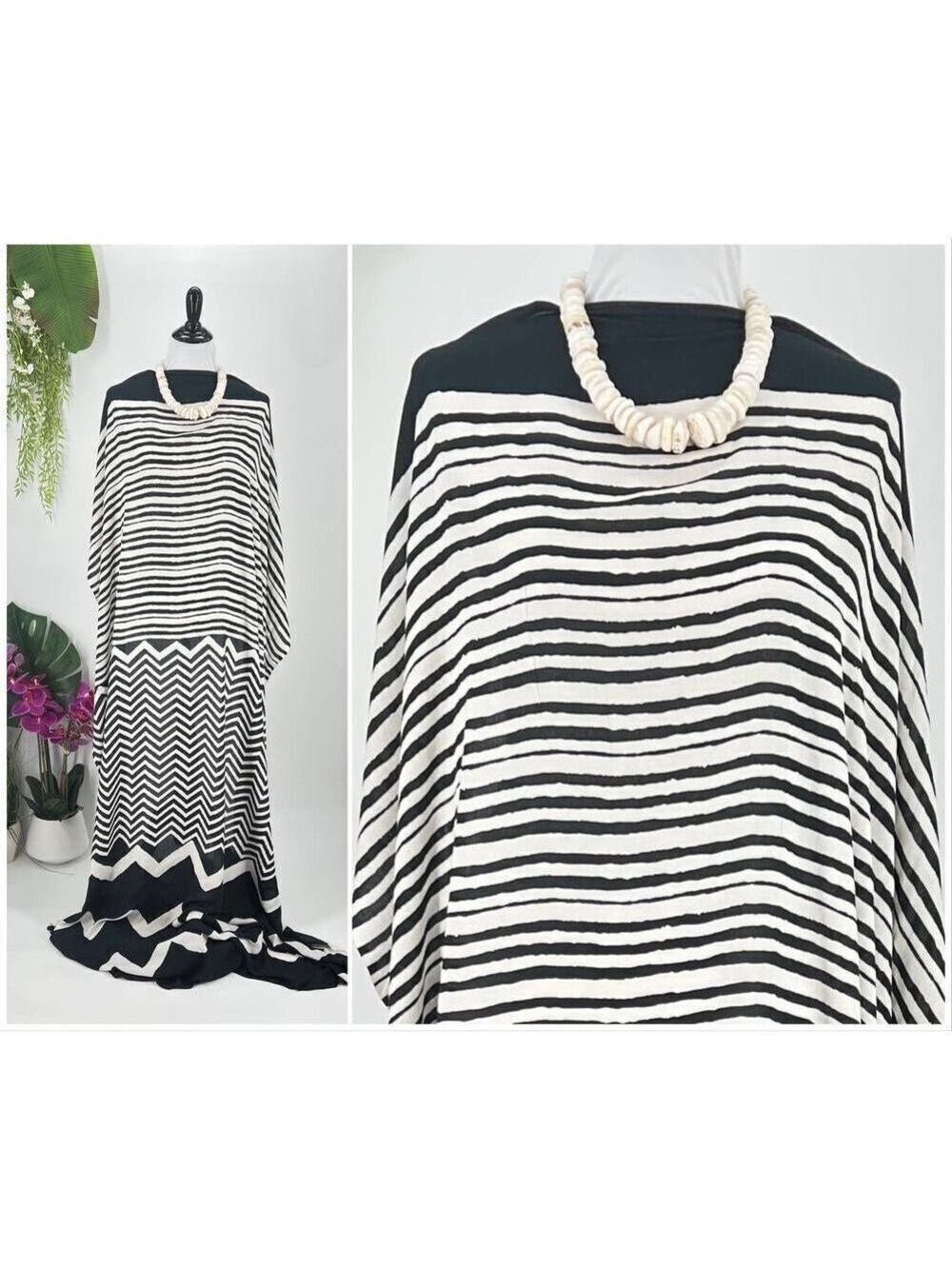 COPY - Black /White Chevron SARONG Kīkepa PareoBeach Wrap Skirt Summer Scarf